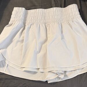 Women's White Smocked Athletic Shorts